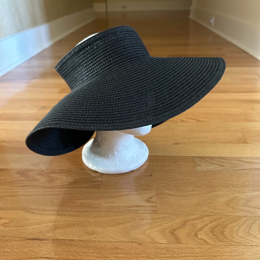 Shade & Shore Black Packable Straw Visor Hat